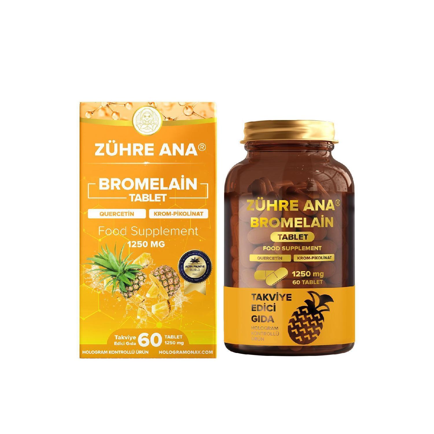 Bromelain 60 Tablets - Bromelain, Quercetin, Chromium Picolinate And Vitamin C 1250 Mg
Bromelain 60 Tablets - Bromelain, Quercetin, Chromium Picolinate And Vitamin C 1250 Mg