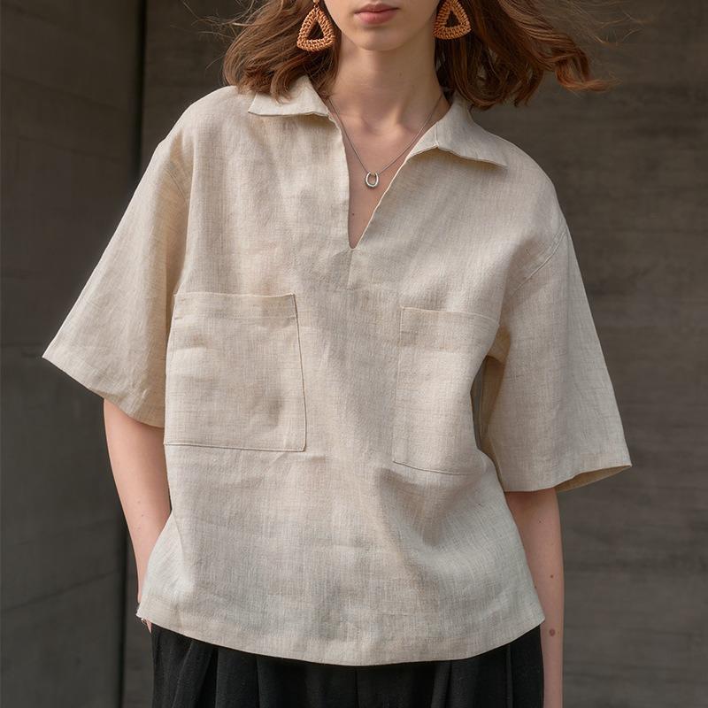 Women 100% Pure Linen V Neck Short Sleeve Summer Blouse, Lightweight Breathable Solid Color Minimalist Top L слонова кістка
Women 100% Pure Linen V Neck Short Sleeve Summer Blouse, Lightweight Breathable Solid Color Minimalist Top L слонова кістка