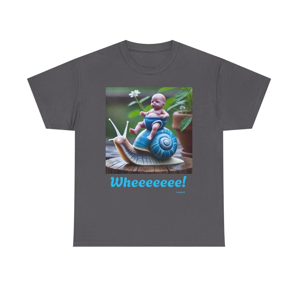 Baby Riding a Blue Garden Snail - Wheeee T-Shirt, Tee Shirt, Unisex T-Shirt L
Baby Riding a Blue Garden Snail - Wheeee T-Shirt, Tee Shirt, Unisex T-Shirt L