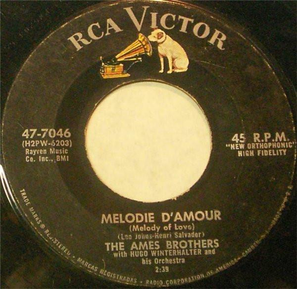 Пластинка 7 дюймов AMES BROTHERS HUGO WINTERHALTER ИЛИ Melodie DAmour 477046 RCA Victor 1957 США Джаз Б/у
Пластинка 7 дюймов AMES BROTHERS HUGO WINTERHALTER ИЛИ Melodie DAmour 477046 RCA Victor 1957 США Джаз Б/у