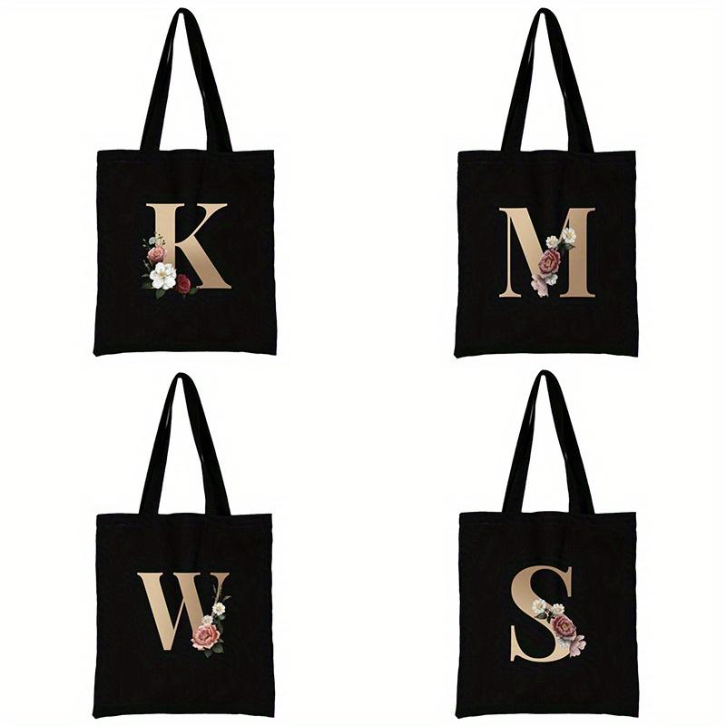1pc Woman Simple Flower Letter Print Shopping Bag Shoulder Bag Portable Canvas Storage Handbag Outdoor Short Distance Travel Tote Bag S
1pc Woman Simple Flower Letter Print Shopping Bag Shoulder Bag Portable Canvas Storage Handbag Outdoor Short Distance Travel Tote Bag S