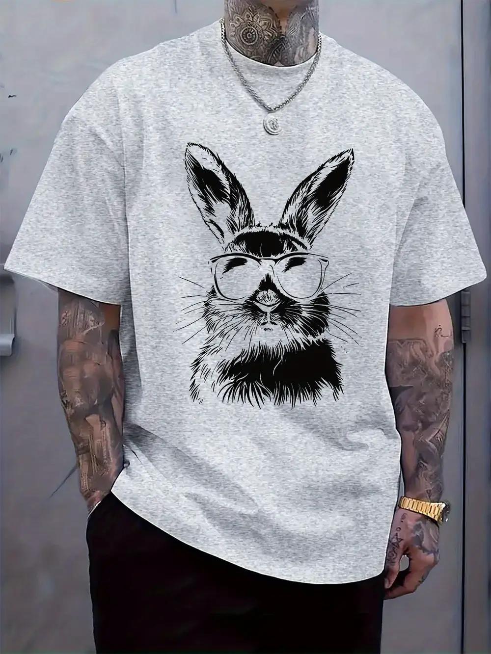 Casual Short Sleeve T-shirt with Cool Rabbit & Fashion Glasses Graphic Print - Light Grey Regular Fit Summer Tee S
Casual Short Sleeve T-shirt with Cool Rabbit & Fashion Glasses Graphic Print - Light Grey Regular Fit Summer Tee S