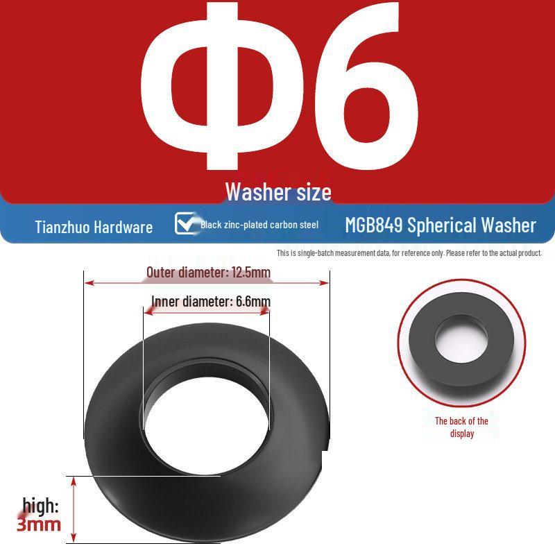 Blackened Hardened Carbon Steel Washer Set: GB850 Tapered, GB849 Spherical, Concave-Convex (Sizes M6-M64)
Blackened Hardened Carbon Steel Washer Set: GB850 Tapered, GB849 Spherical, Concave-Convex (Sizes M6-M64)