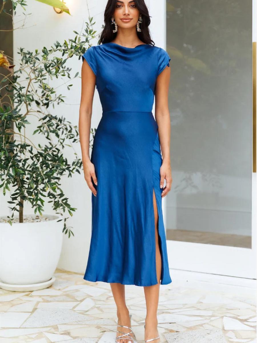 Women s Satin Solid Color Ruched Back Tie-Up Short Sleeve Midi Dress Evening Gown XL синій
Women s Satin Solid Color Ruched Back Tie-Up Short Sleeve Midi Dress Evening Gown XL синій