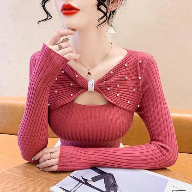 Korean Autumn/Winter New Sweaters Pullovers Women s V-Neck Solid Bow Embroidered Flares Bottoming Shirt Knitted Tops S красный
Korean Autumn/Winter New Sweaters Pullovers Women s V-Neck Solid Bow Embroidered Flares Bottoming Shirt Knitted Tops S красный