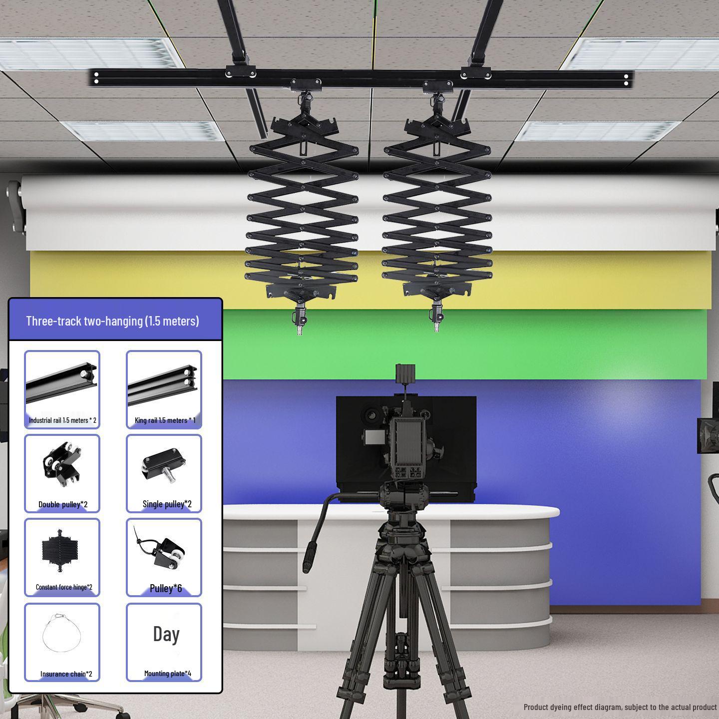 Studio Hanging Lighting Solution: Track 3, 2-Hanging, 1.5m Stage Top-Mounted
Studio Hanging Lighting Solution: Track 3, 2-Hanging, 1.5m Stage Top-Mounted