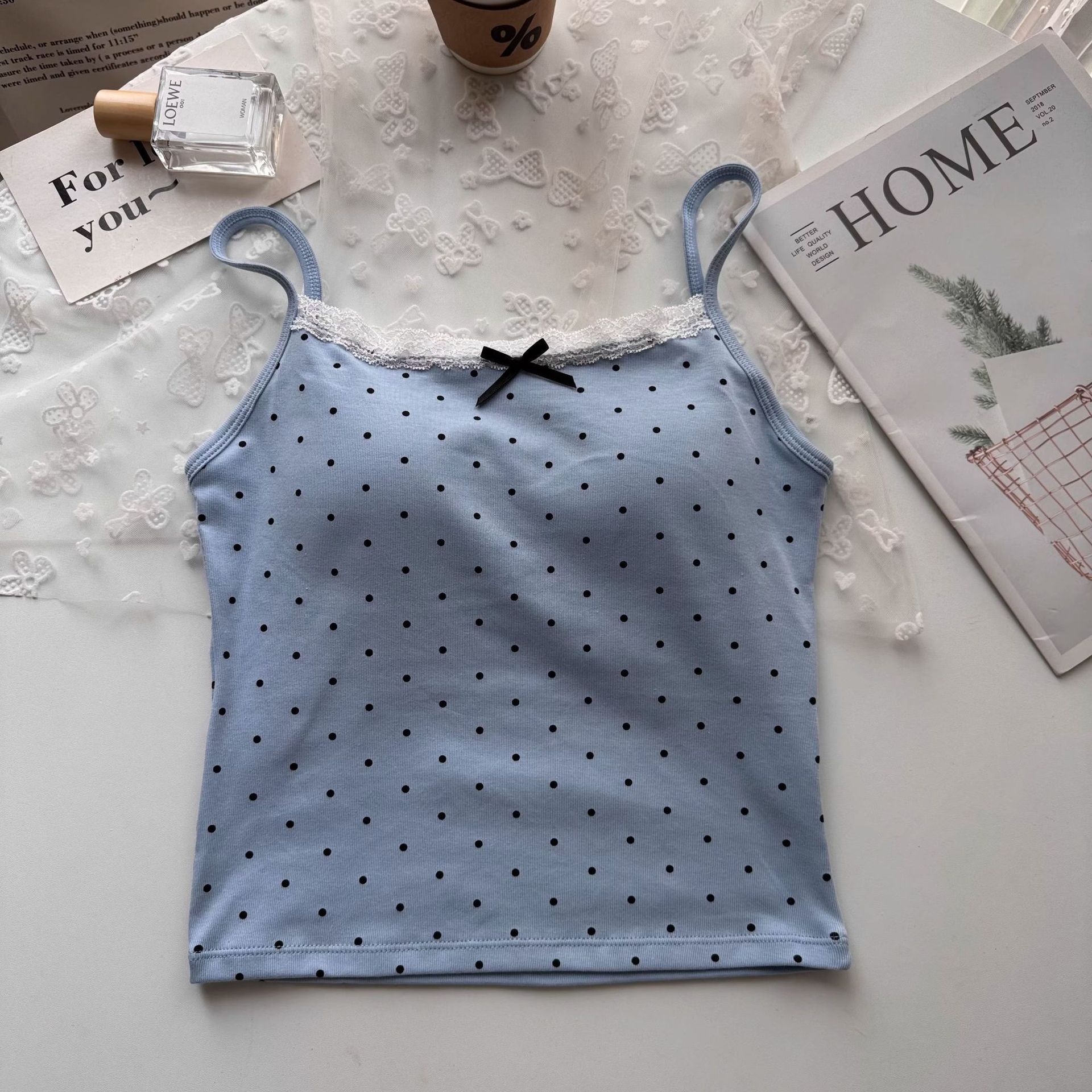 Women Summer Sweet Polka Dot Lace Edge Tank Tops Bow Inner Layer Bottom Shirt with Bra Pad Slim Backless Sexy Basic Crop One Size синій
Women Summer Sweet Polka Dot Lace Edge Tank Tops Bow Inner Layer Bottom Shirt with Bra Pad Slim Backless Sexy Basic Crop One Size синій