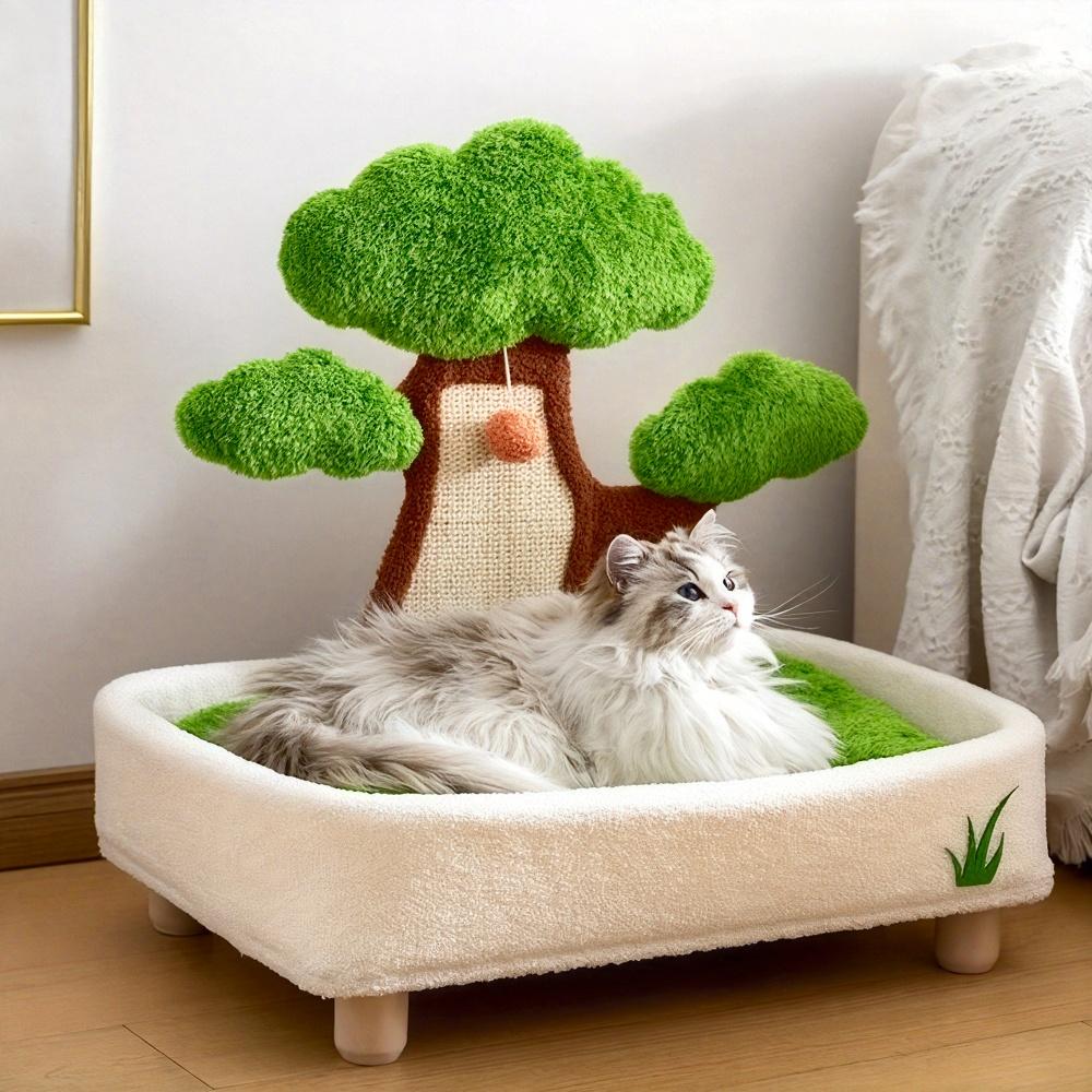 2-in-1 Cat Bed & Scratch Board Combo, Pine Tree Design Pet Furniture with Removable Washable Cushion, All-Season Warm Nest зелёный
2-in-1 Cat Bed & Scratch Board Combo, Pine Tree Design Pet Furniture with Removable Washable Cushion, All-Season Warm Nest зелёный