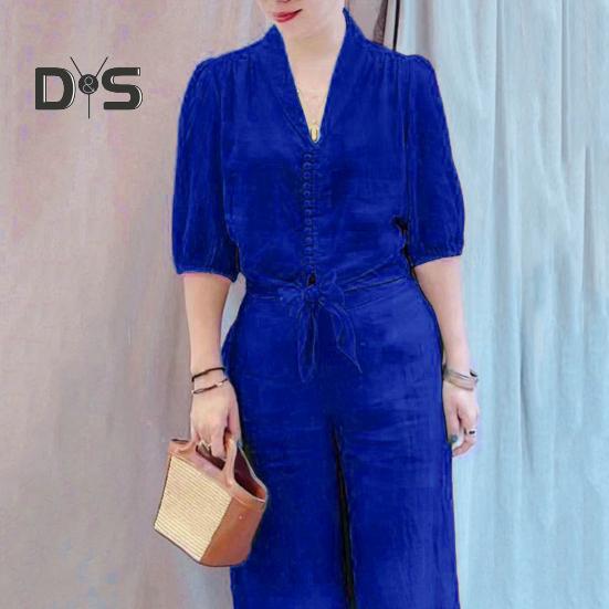 2 Pcs/Set Pants Top Set Half Sleeve Lace up Knot Solid Color V Neck High Waist Pockets Wide Leg Soft Breathable Spring Summer Lady Trousers Blouse Set S белый
2 Pcs/Set Pants Top Set Half Sleeve Lace up Knot Solid Color V Neck High Waist Pockets Wide Leg Soft Breathable Spring Summer Lady Trousers Blouse Set S белый