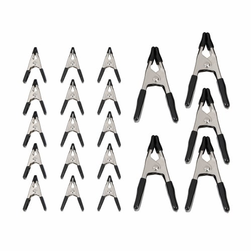 Basic Steel Spring Clamp Set, 20 pieces, 15 2cm and 5 3cm, Black/Silver
Basic Steel Spring Clamp Set, 20 pieces, 15 2cm and 5 3cm, Black/Silver