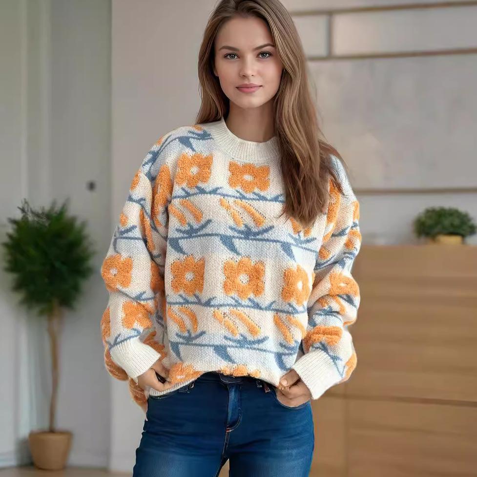 Autumn and Winter New Sweet and Cute Style Flower Jacquard Towel Embroidered Knitted Round Neck Thick Sweater for Women 3579 L бежевий
Autumn and Winter New Sweet and Cute Style Flower Jacquard Towel Embroidered Knitted Round Neck Thick Sweater for Women 3579 L бежевий