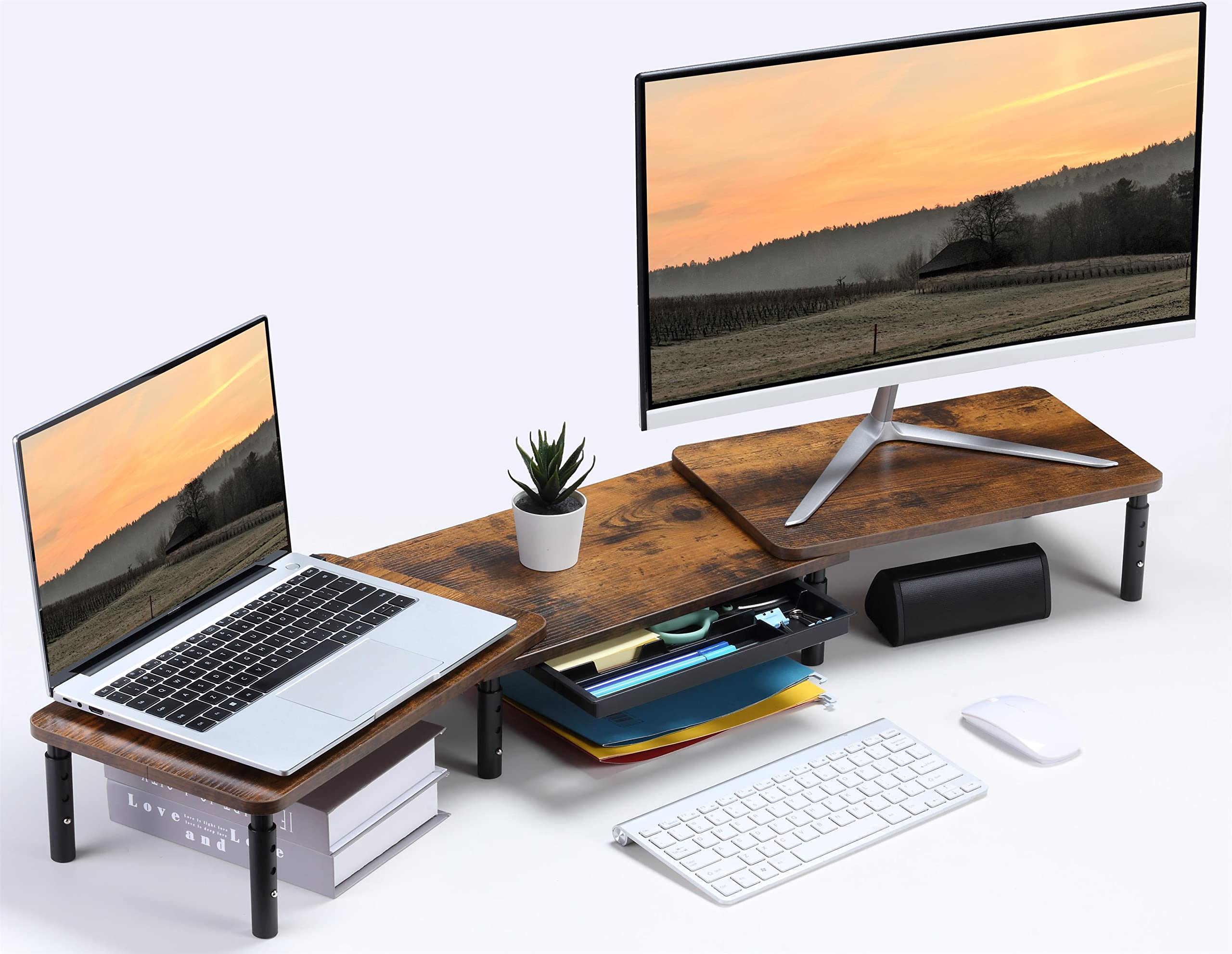 ETHU Monitor Stand, Dual Monitor Stand, Desk Stand, 109cm Wide, Supports Two Monitors, Adjustable Angle (Brown)
ETHU Monitor Stand, Dual Monitor Stand, Desk Stand, 109cm Wide, Supports Two Monitors, Adjustable Angle (Brown)