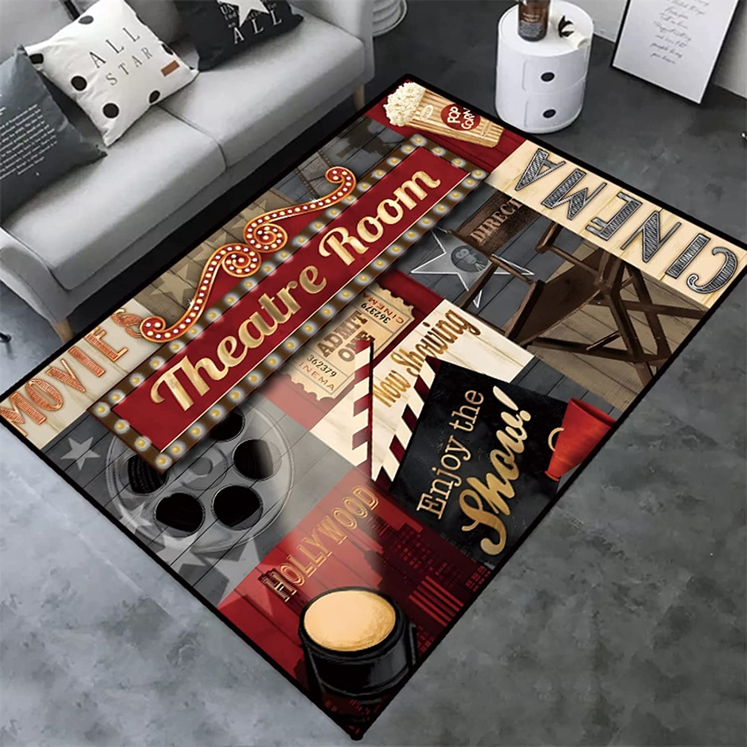 Movie Night Clapboard Area Rug Home Theater Film Art Rugs Cinema Carpet Non-Slip Home Decoration for Bedroom Living Playing Room 40x60cm
Movie Night Clapboard Area Rug Home Theater Film Art Rugs Cinema Carpet Non-Slip Home Decoration for Bedroom Living Playing Room 40x60cm