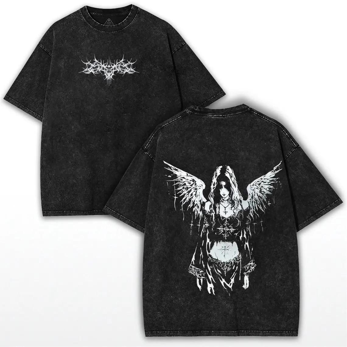 YK Gothic Angel Wings TShirt Vintage Washed Cotton Retro Grunge Graphic Tee Streetwear Unisex Harajuku Top 2XL
YK Gothic Angel Wings TShirt Vintage Washed Cotton Retro Grunge Graphic Tee Streetwear Unisex Harajuku Top 2XL
