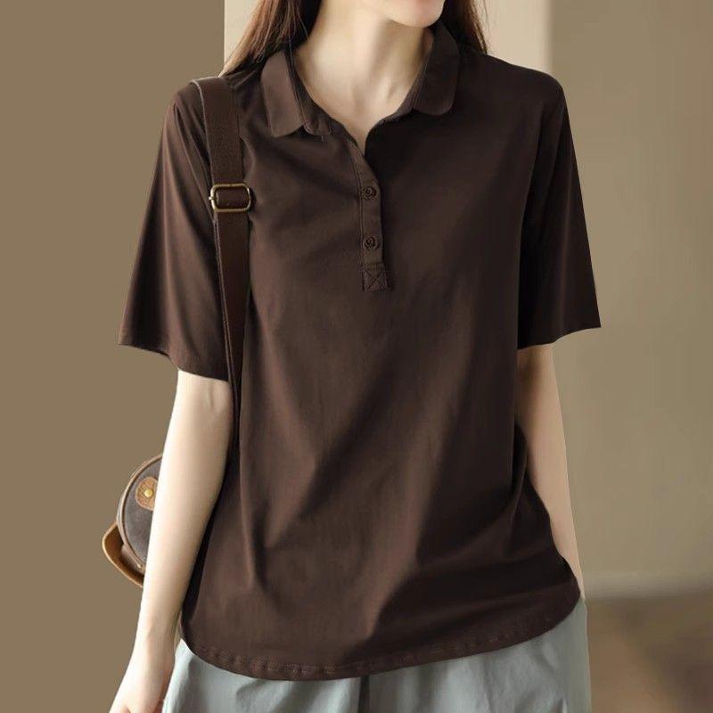 Women s Collar Short Sleeved T-shirt Solid Color Business Casual Style Tops Korean Commuting Style Lady Clothing M бордовый
Women s Collar Short Sleeved T-shirt Solid Color Business Casual Style Tops Korean Commuting Style Lady Clothing M бордовый