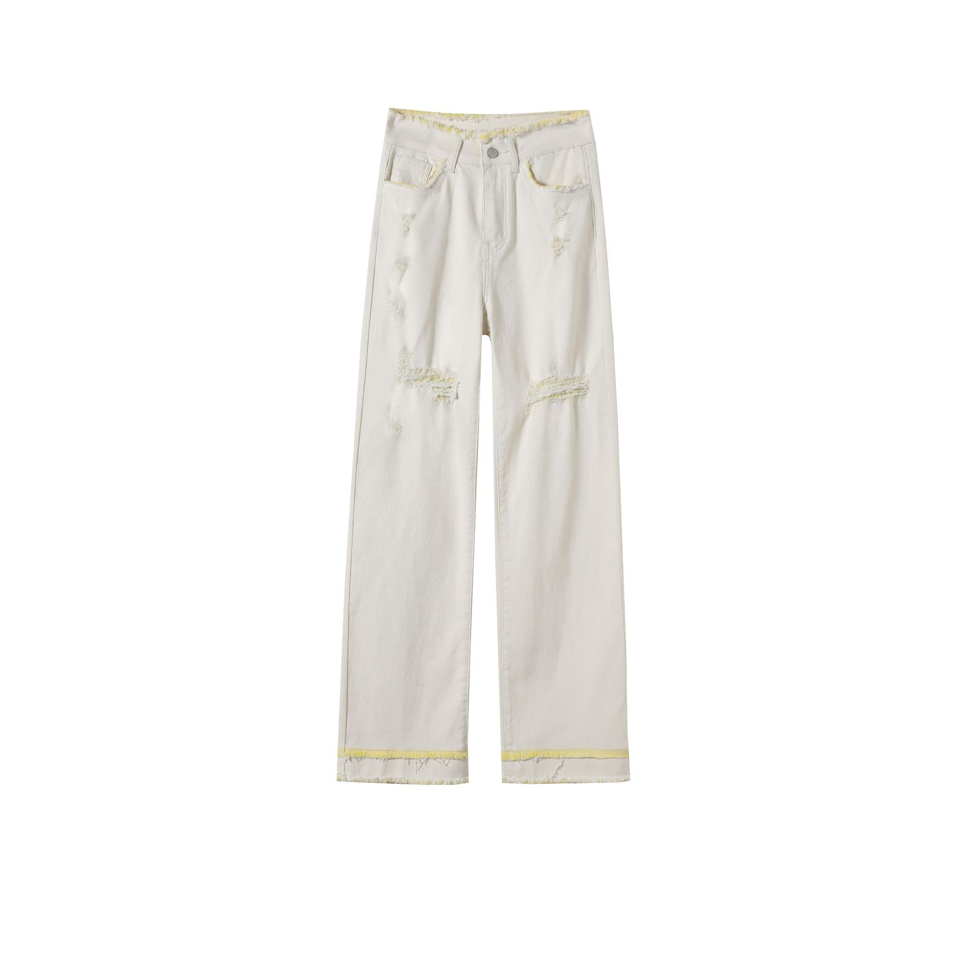 Contrasting Color Burr Ripped Jeans for Women In Summer Drooping Narrow Wide-leg Pants High Waist Slimming Straight Floor Pants XXL
Contrasting Color Burr Ripped Jeans for Women In Summer Drooping Narrow Wide-leg Pants High Waist Slimming Straight Floor Pants XXL