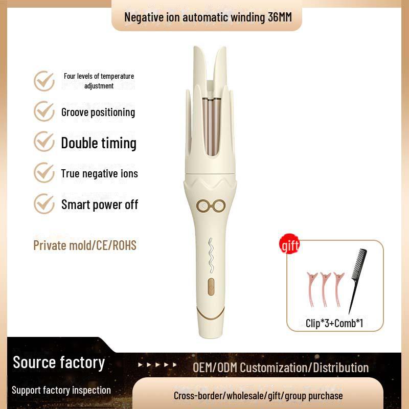 New 36mm Korean-Style Automatic Curling Iron: Gentle on Hair, Creates Big Waves with Negative Ion Technology.
New 36mm Korean-Style Automatic Curling Iron: Gentle on Hair, Creates Big Waves with Negative Ion Technology.
