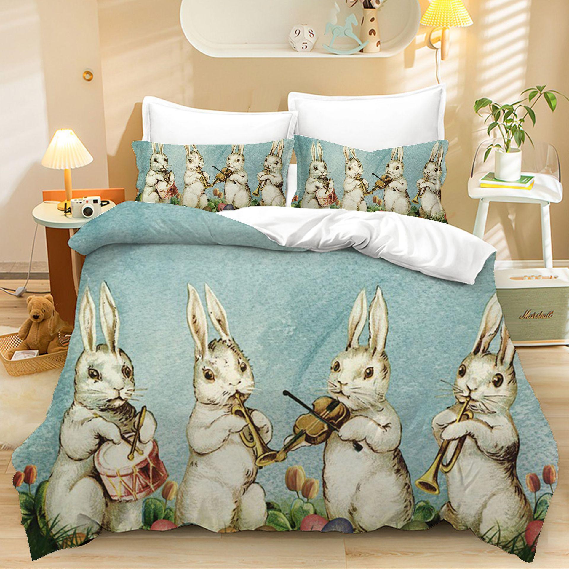 Home Textiles Three-Piece Rabbit Easter Cartoon Digital Printing Quilt Pillowcase Bedding 210 * 210 three-piece set
Home Textiles Three-Piece Rabbit Easter Cartoon Digital Printing Quilt Pillowcase Bedding 210 * 210 three-piece set
