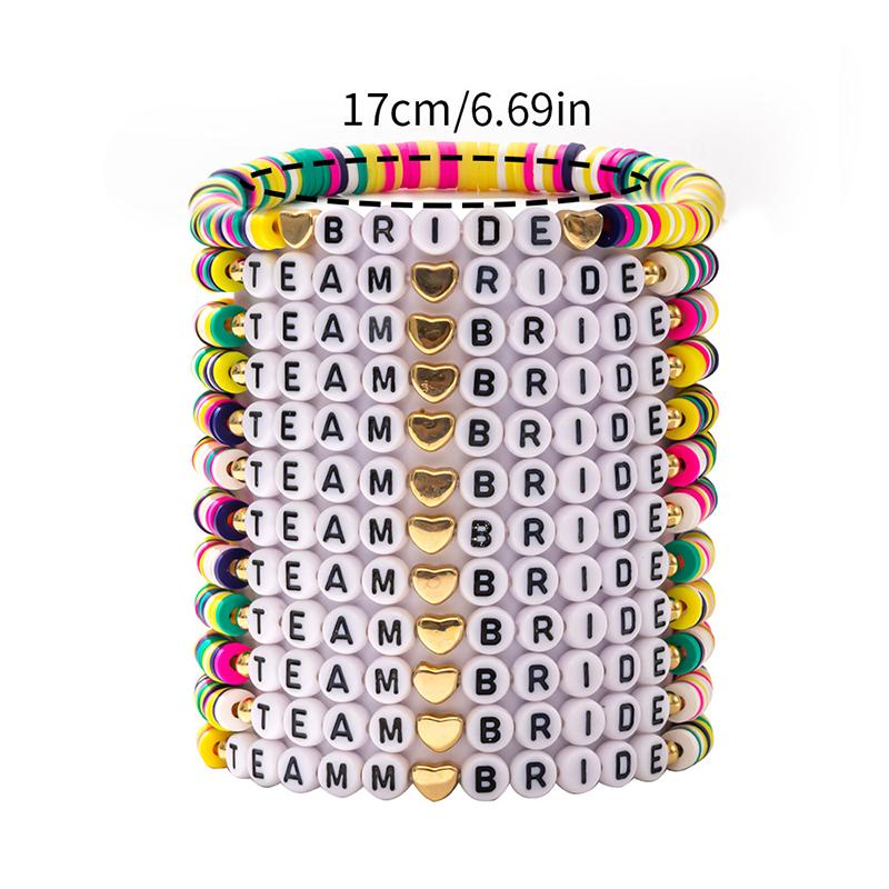 WTEMPO Bachelorette Party Hen Party Bride Bridesmaid TEAM BRIDE Letter Multi-layered Stacked Elastic Soft Pottery Bracelet Set Women s Bracelets 2set(24pcs)
WTEMPO Bachelorette Party Hen Party Bride Bridesmaid TEAM BRIDE Letter Multi-layered Stacked Elastic Soft Pottery Bracelet Set Women s Bracelets 2set(24pcs)