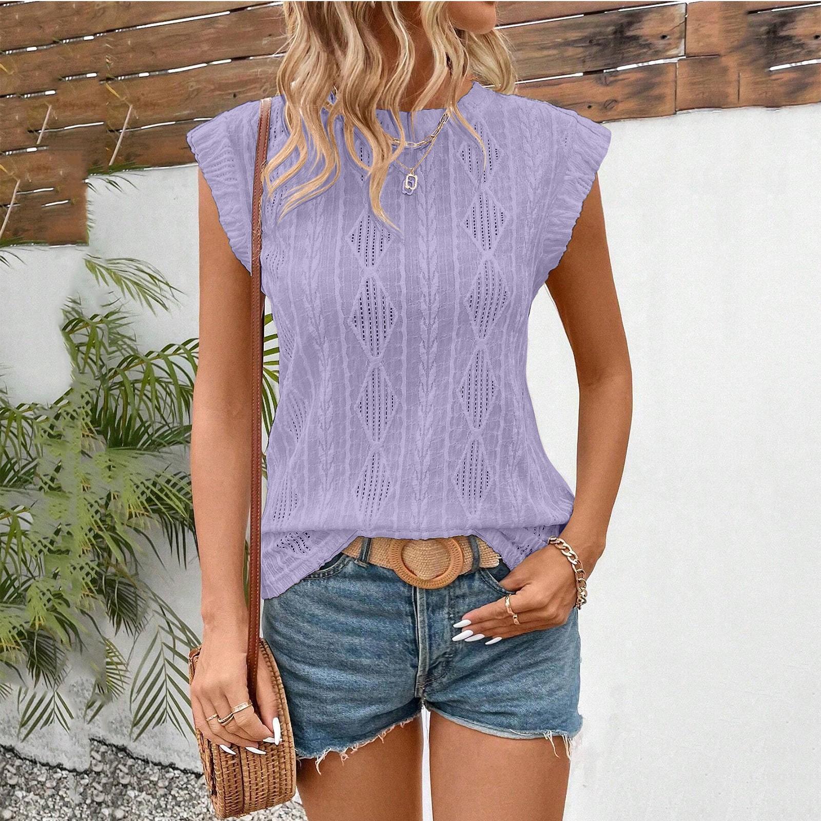 Women s Round Neck Hollow Out Vest Short Sleeve Color Casual Top L фіолетовий
Women s Round Neck Hollow Out Vest Short Sleeve Color Casual Top L фіолетовий