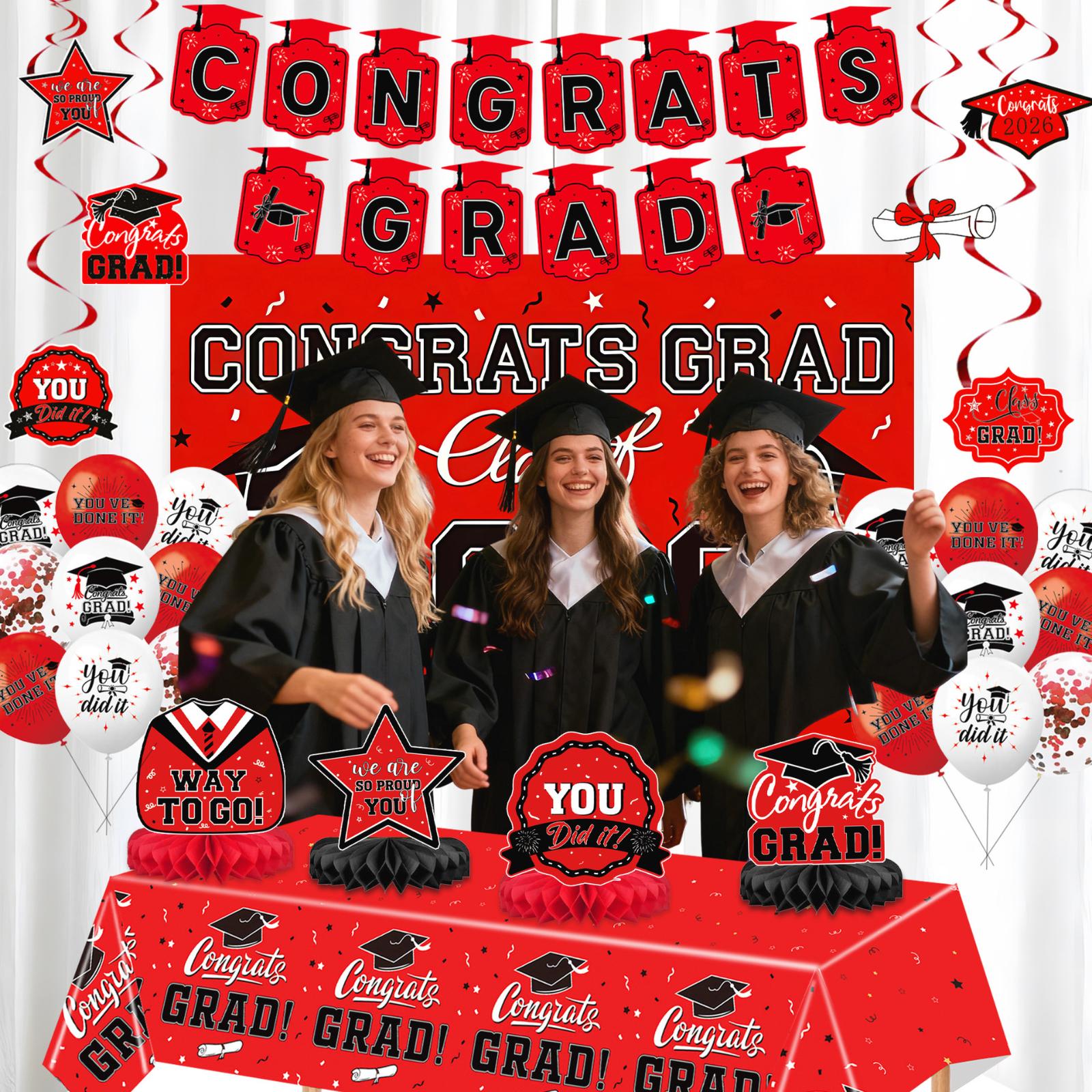 Graduation Party Decoration Set 46 Pieces Includes Banner Balloons Tablecloth Hanging Swirls and Backdrop for Graduation Event One Size
Graduation Party Decoration Set 46 Pieces Includes Banner Balloons Tablecloth Hanging Swirls and Backdrop for Graduation Event One Size