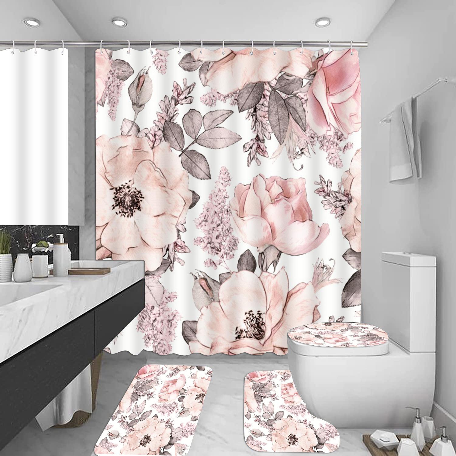 Vikama Pink Floral Green Leaf Shower Curtain Waterproof And Stain-Resistant Home Decor Shower Curtain Fresh And Natural W60H190(CM)-1 Pcs
Vikama Pink Floral Green Leaf Shower Curtain Waterproof And Stain-Resistant Home Decor Shower Curtain Fresh And Natural W60H190(CM)-1 Pcs
