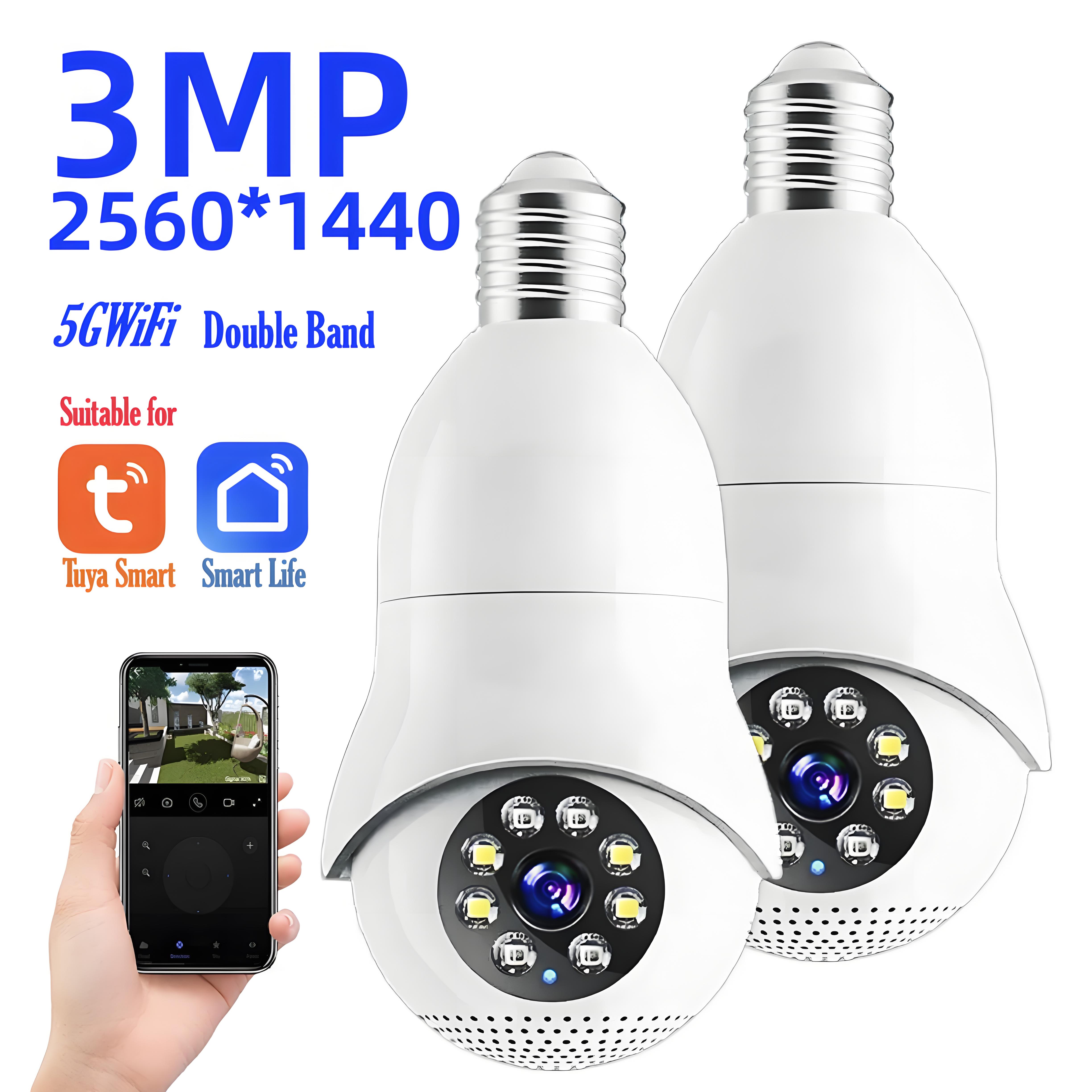 5G Duel Band Tuya 3MP/2MP Bulb Camera Remote Control Night Vision Two-way Voice Automatic Tracking Smart Home E27 IP Camera 2MP 2.4G Tuya
5G Duel Band Tuya 3MP/2MP Bulb Camera Remote Control Night Vision Two-way Voice Automatic Tracking Smart Home E27 IP Camera 2MP 2.4G Tuya