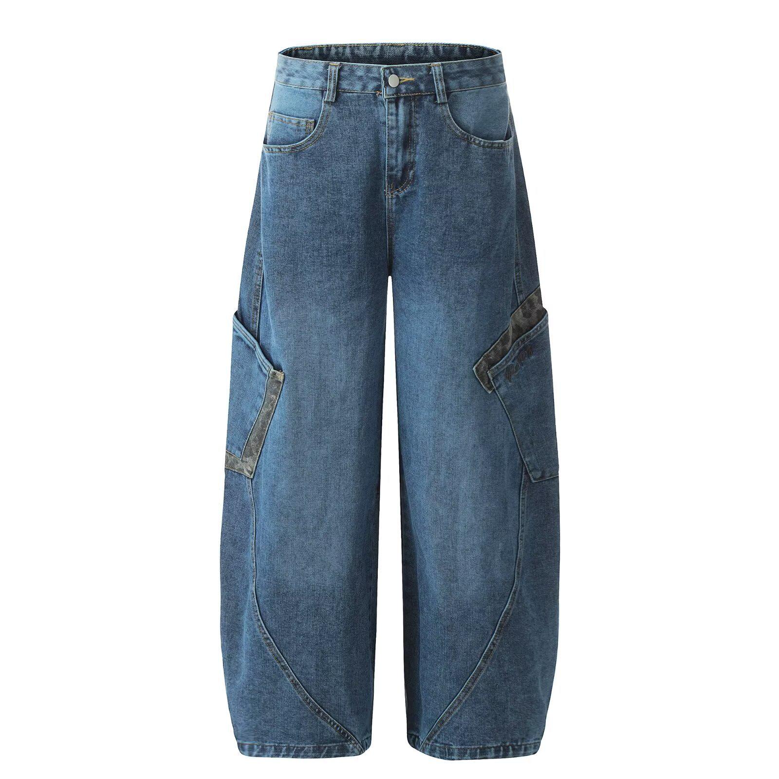Plus Size Retro Patchwork Wide Leg Jeans for Women - Chubby Girl Slimming Banana Pants, Spring/Autumn. 3XL синий
Plus Size Retro Patchwork Wide Leg Jeans for Women - Chubby Girl Slimming Banana Pants, Spring/Autumn. 3XL синий