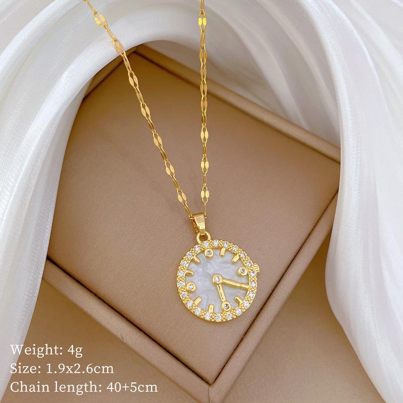 Shell Clock Light Luxury Temperament Gorgeous Full Diamond Necklace Female Versatile Collarbone Chain Titanium Steel Chain
Shell Clock Light Luxury Temperament Gorgeous Full Diamond Necklace Female Versatile Collarbone Chain Titanium Steel Chain