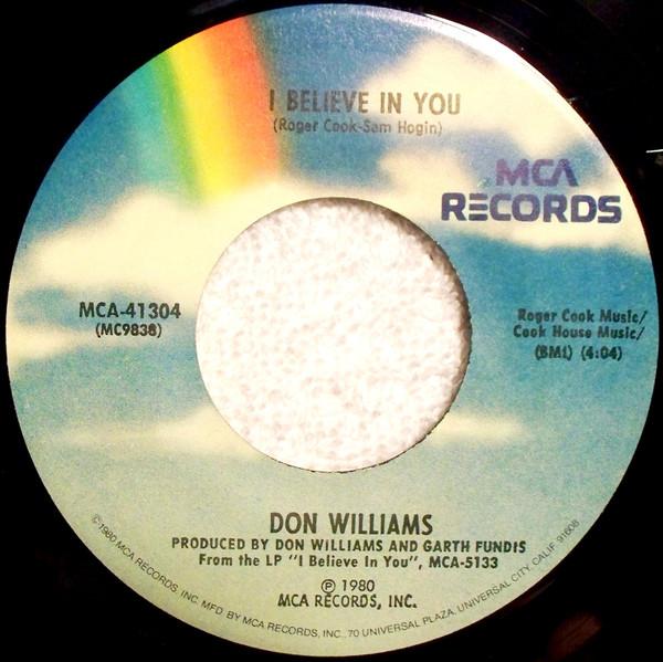 7inch Record DON WILLIAMS - I Believe In You / It Only Rains On MCA41304 MCA Records 1980 US Folk Used
7inch Record DON WILLIAMS - I Believe In You / It Only Rains On MCA41304 MCA Records 1980 US Folk Used