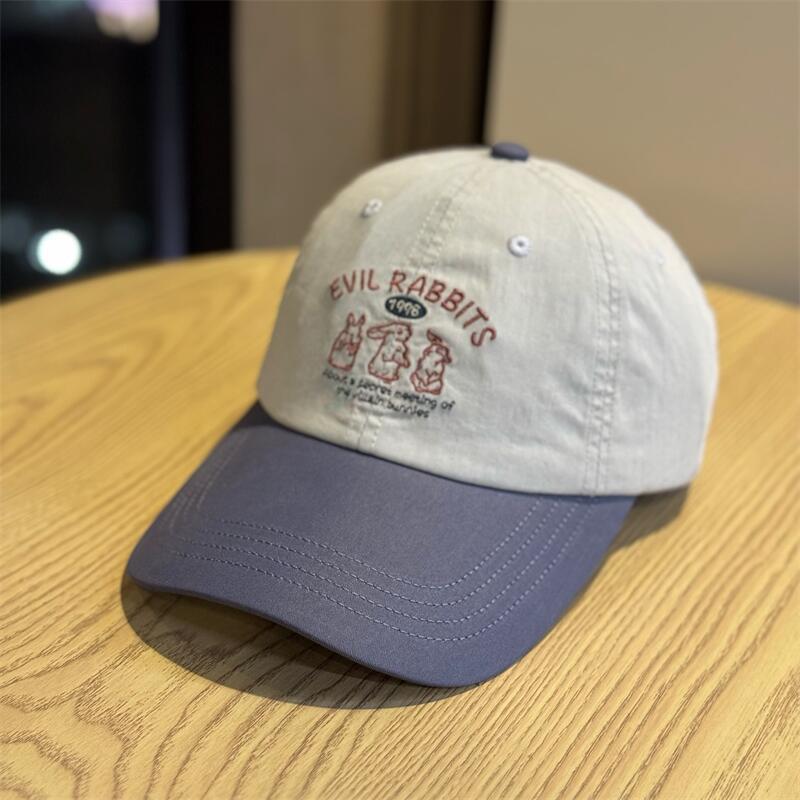 Korean-style cute three-rabbit embroidered soft-top baseball cap for women, spring and autumn, fresh and stylish, color-blocking, fashionable and Adult54-60Adjustable світло-синій колір
Korean-style cute three-rabbit embroidered soft-top baseball cap for women, spring and autumn, fresh and stylish, color-blocking, fashionable and Adult54-60Adjustable світло-синій колір