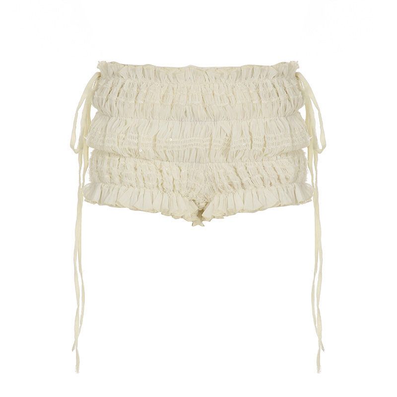 European and American Ins Style Vacation Romantic Mesh Texture Irregular Flower Bud Shorts Sexy Lace-Up Hot Pants for Women Beige S
European and American Ins Style Vacation Romantic Mesh Texture Irregular Flower Bud Shorts Sexy Lace-Up Hot Pants for Women Beige S