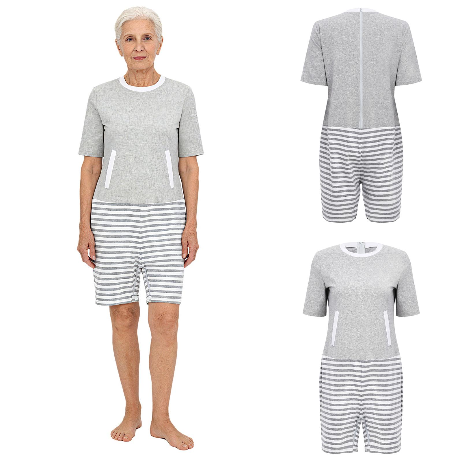 S-XXL Women Elderly Adaptive Jumpsuit Back Zipper and Crotch Zipper Color Block Anti-strip Romper Bodysuit for Alzheimer Special Needs Patient S серый
S-XXL Women Elderly Adaptive Jumpsuit Back Zipper and Crotch Zipper Color Block Anti-strip Romper Bodysuit for Alzheimer Special Needs Patient S серый