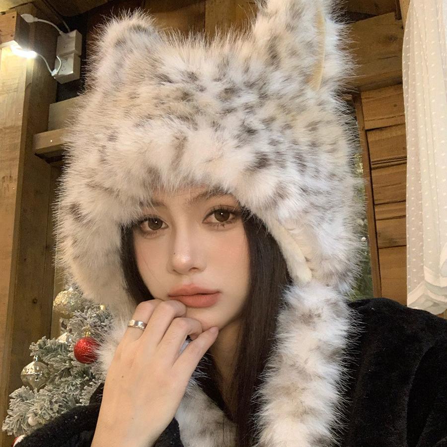 Cute Fox Ears Leopard Print Plush Hat for Women Winter Facial Slimming Warm Cold Protection Ear Cap бежевий
Cute Fox Ears Leopard Print Plush Hat for Women Winter Facial Slimming Warm Cold Protection Ear Cap бежевий