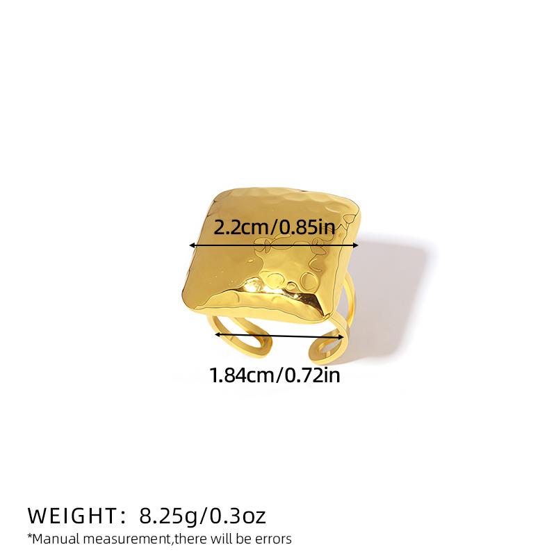 Stainless Steel 18K Chubby Disco Hammer Grain Square Ring/Earrings Personalized Gold Color Texture Waterproof Charm Zircon resizable
Stainless Steel 18K Chubby Disco Hammer Grain Square Ring/Earrings Personalized Gold Color Texture Waterproof Charm Zircon resizable
