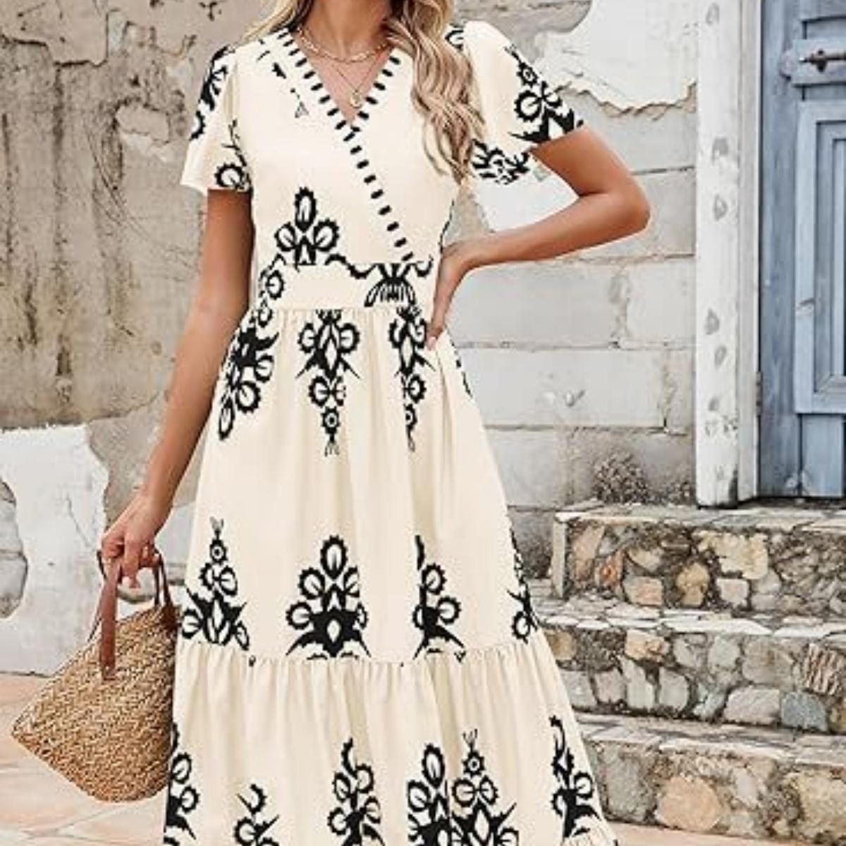 Women s V-neck flared sleeve floral print pocket short-sleeved dress L абрикосовый
Women s V-neck flared sleeve floral print pocket short-sleeved dress L абрикосовый