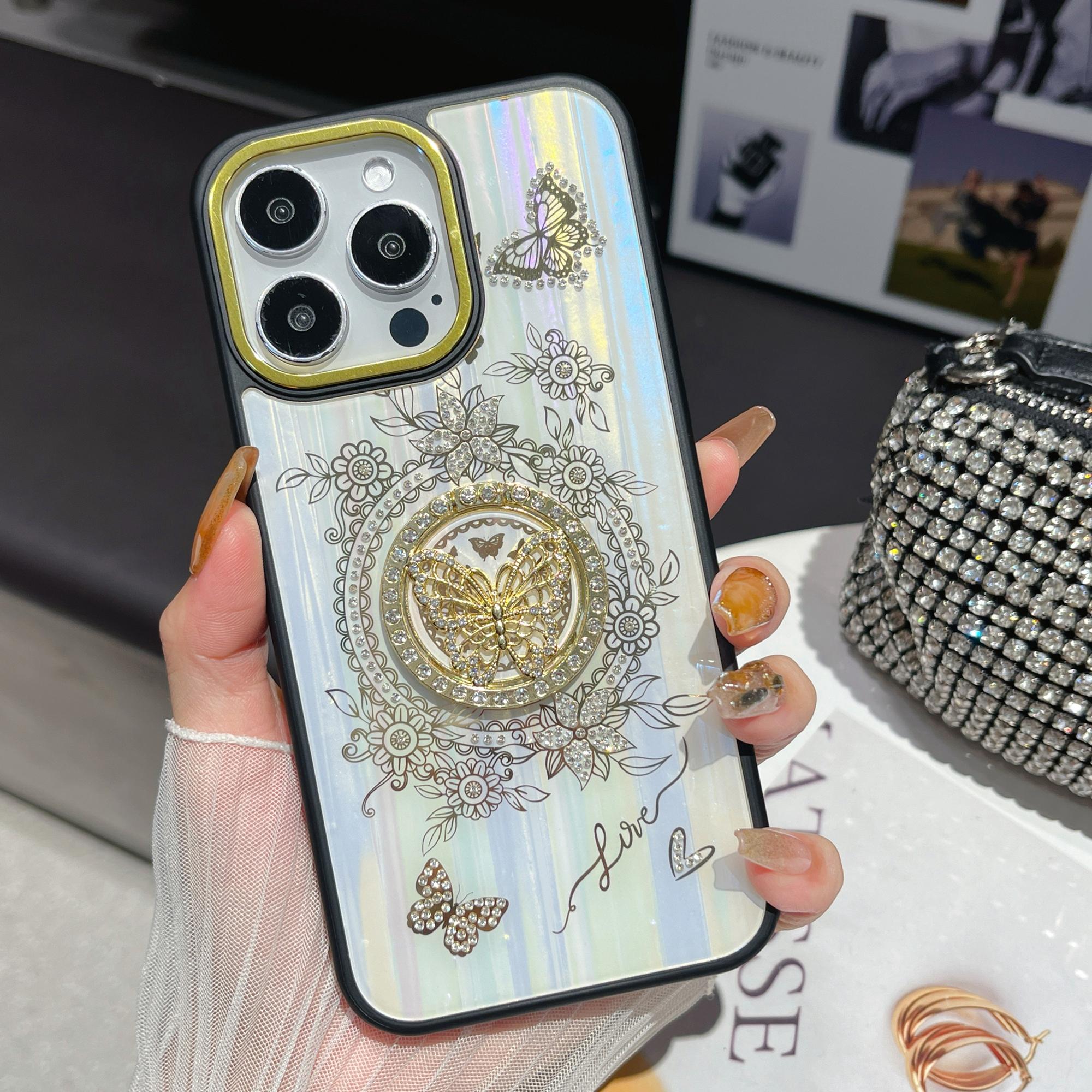 For iPhone 16 Pro Max Case Aurora Butterfly Pattern TPU+PC Phone Back Cover with Kickstand White
For iPhone 16 Pro Max Case Aurora Butterfly Pattern TPU+PC Phone Back Cover with Kickstand White