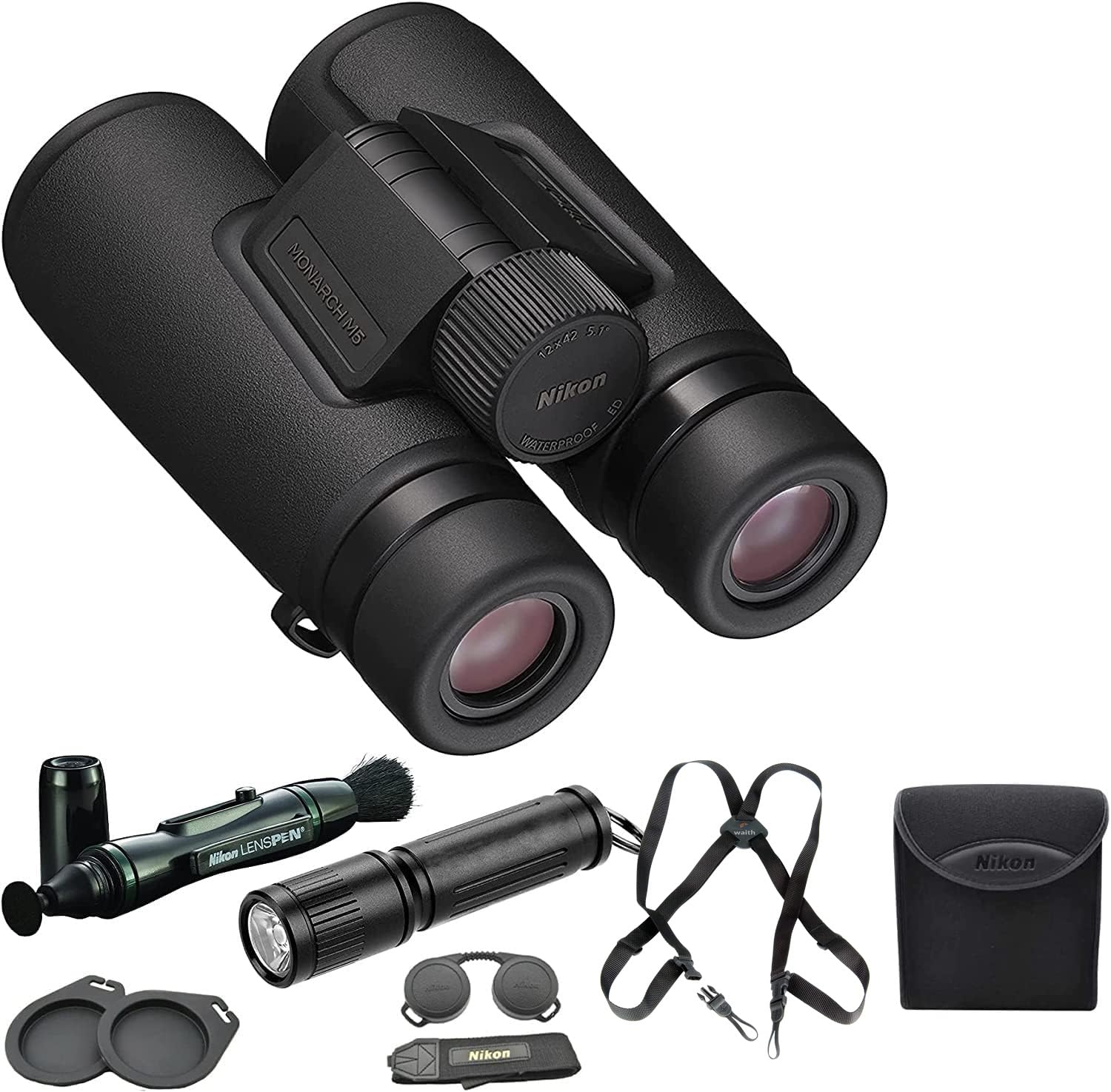 Nikon Monarch M5 12x42 Binoculars with Lens Pen Harness and Flashlight Kit
Nikon Monarch M5 12x42 Binoculars with Lens Pen Harness and Flashlight Kit