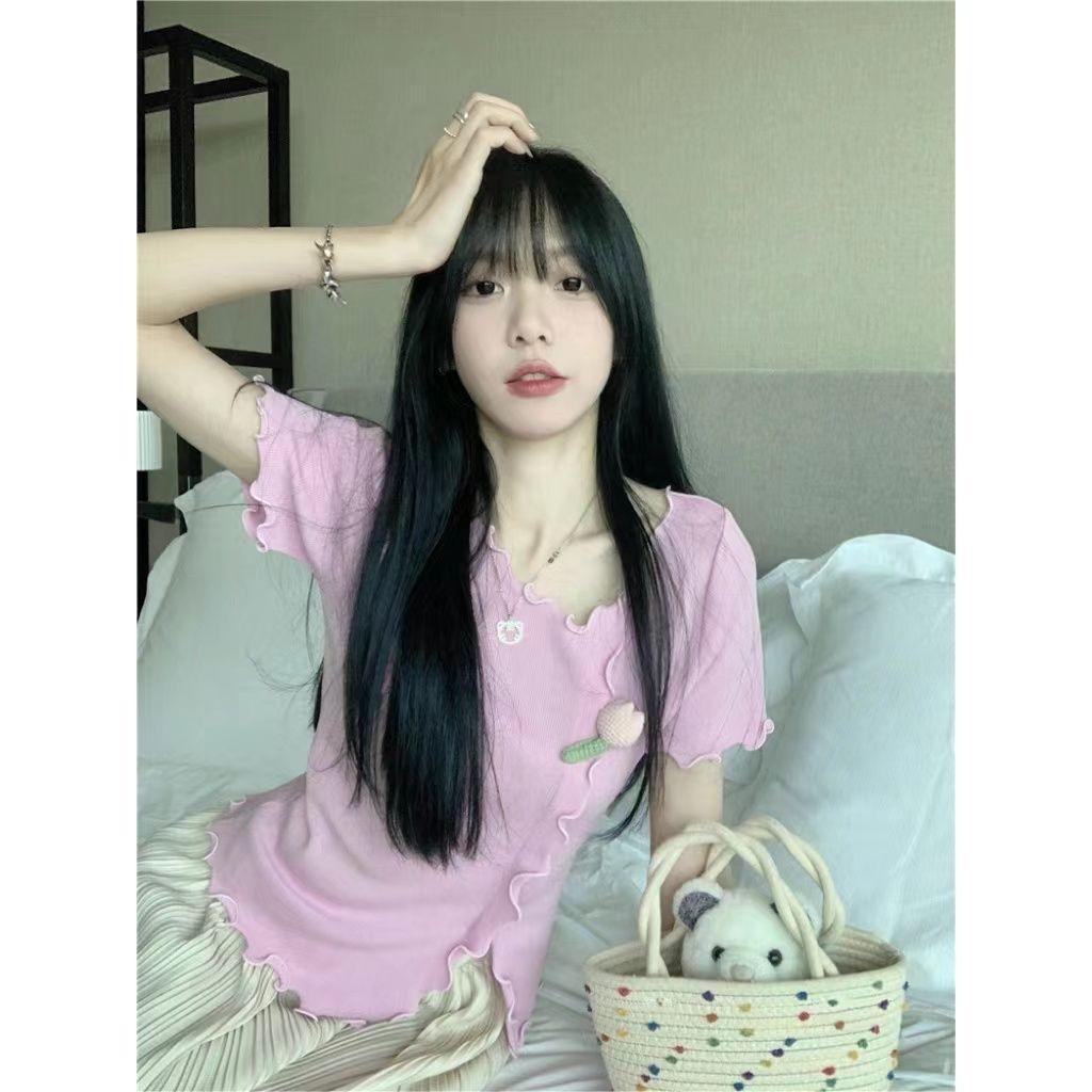 Женская футболка с короткими рукавами и грибным краем, простые универсальные женские вязаные футболки, летний тонкий повседневный топ one size
Женская футболка с короткими рукавами и грибным краем, простые универсальные женские вязаные футболки, летний тонкий повседневный топ one size