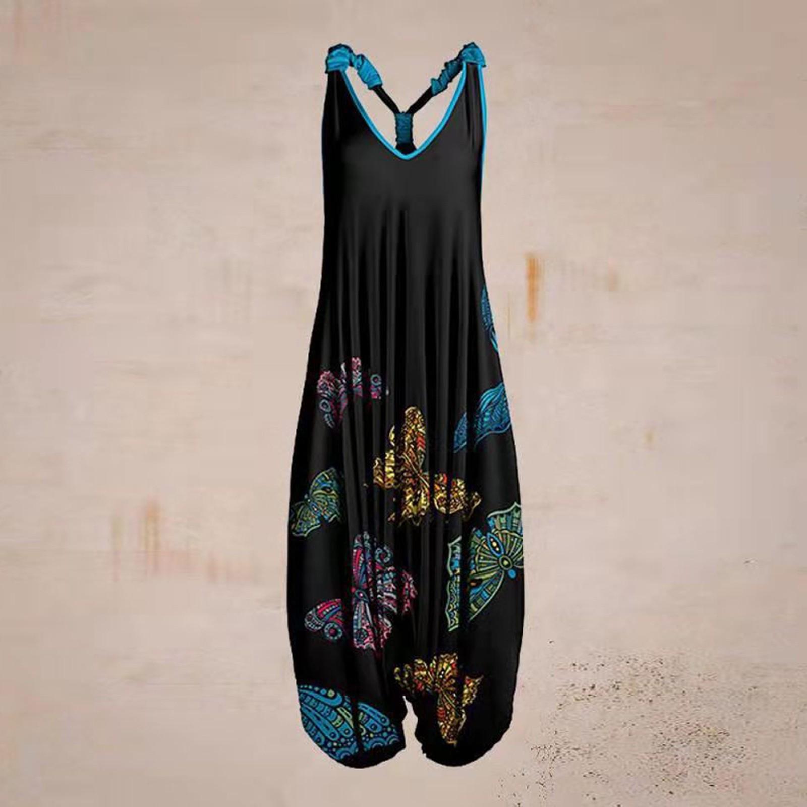 Women s Casual Print Loose Plus Size Casual Sleeveless Strappy Jumpsuit L чорний
Women s Casual Print Loose Plus Size Casual Sleeveless Strappy Jumpsuit L чорний