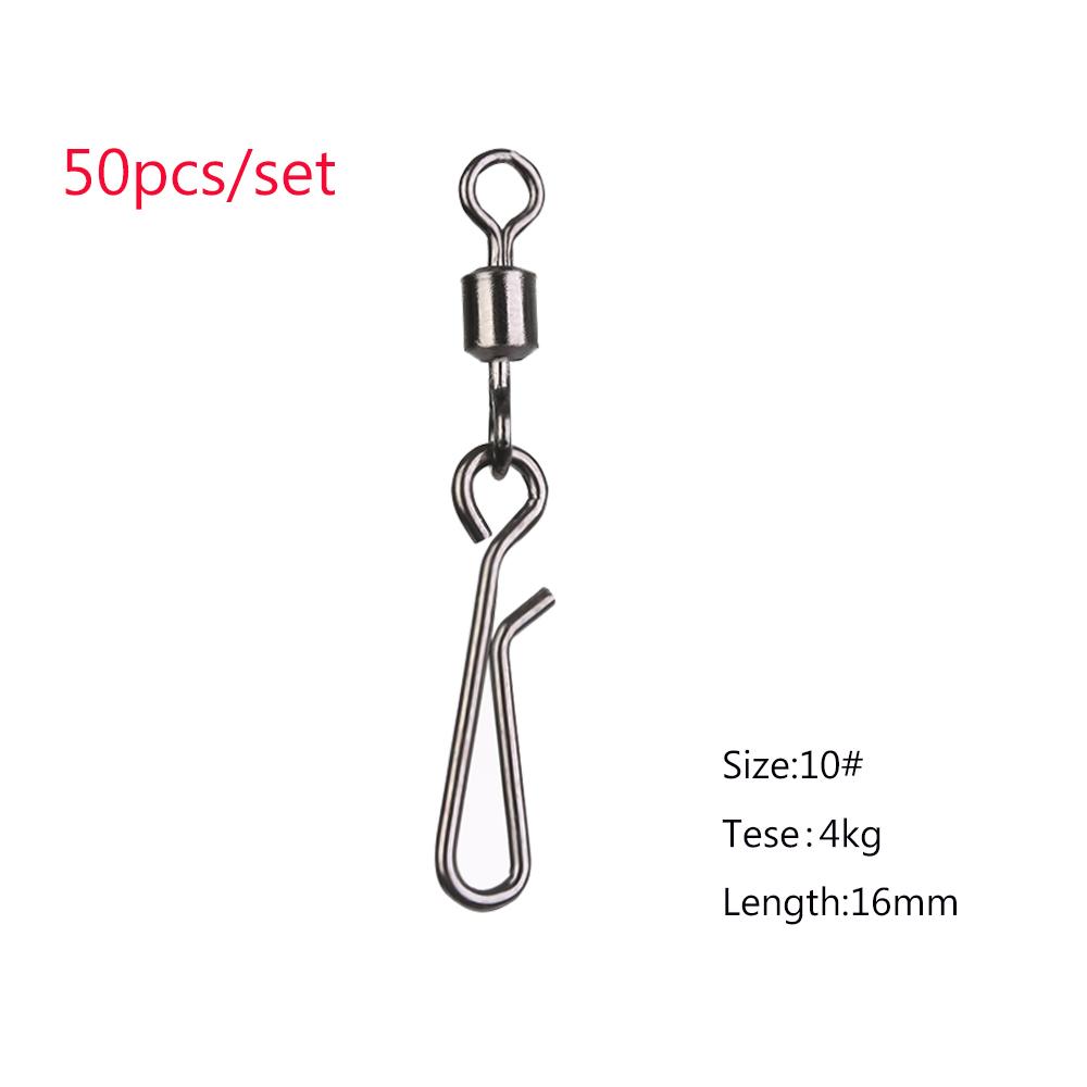50pcs Fishing Snap Connector with Pin Rolling Swivel Stainless Steel Heavy Duty Ball Bearing Barrel Solid Ring Size 2# To 10#
50pcs Fishing Snap Connector with Pin Rolling Swivel Stainless Steel Heavy Duty Ball Bearing Barrel Solid Ring Size 2# To 10#