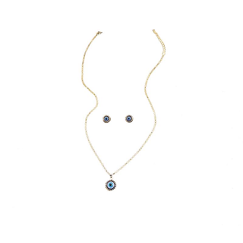 European and American Geometric Blue Eye Pendant Necklace & Round Earrings Set for Women
European and American Geometric Blue Eye Pendant Necklace & Round Earrings Set for Women
