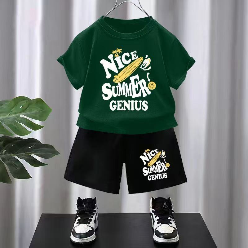 Summer set children s letter cartoon printed T-shirt and shorts 140
Summer set children s letter cartoon printed T-shirt and shorts 140