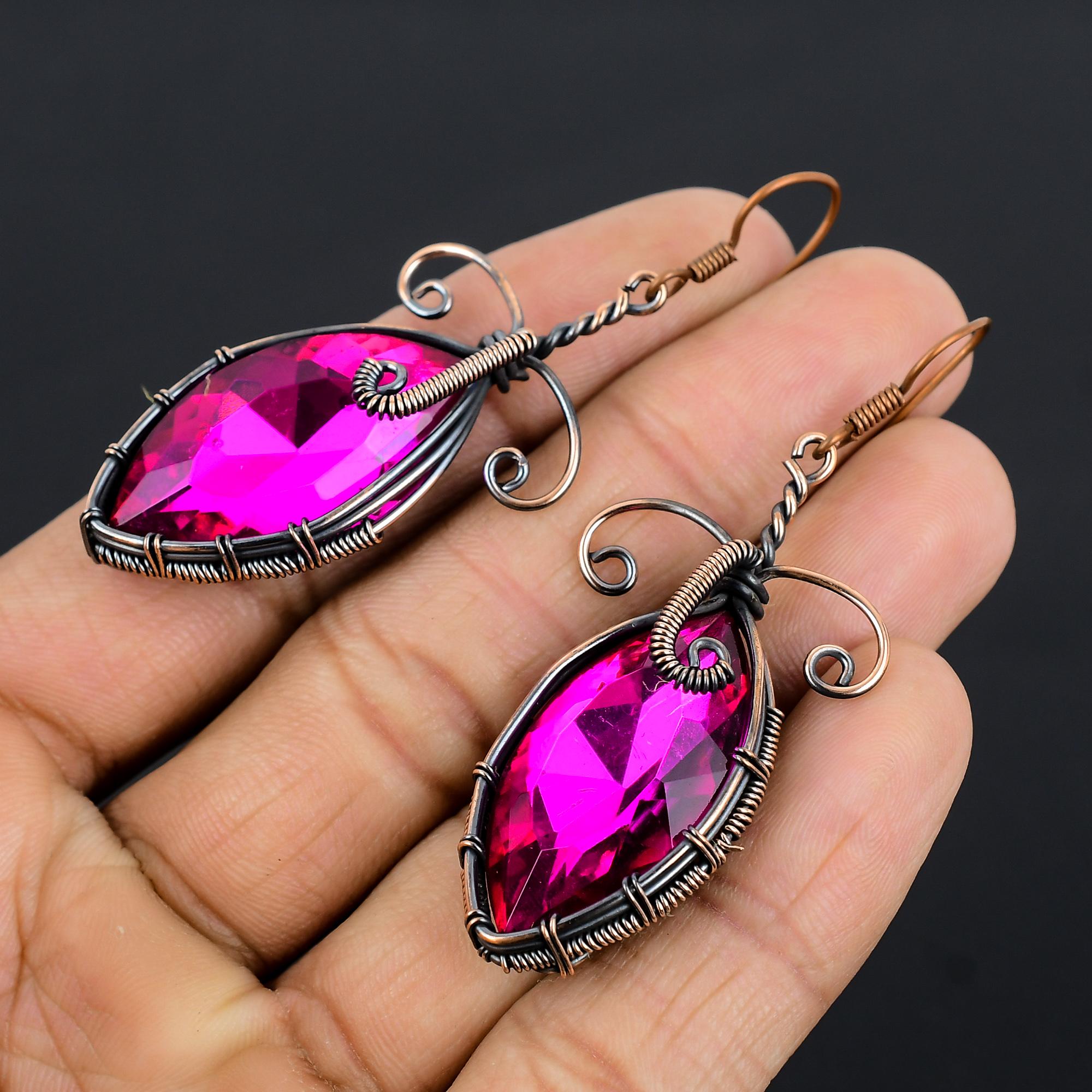 Серьги из розового мистического топаза, обернутые медной проволокой 999 пробы, Ювелирные изделия ручной работы с драгоценными камнями, Подарки для жены, Совершенно новые серьги 2.55 Inches
Серьги из розового мистического топаза, обернутые медной проволокой 999 пробы, Ювелирные изделия ручной работы с драгоценными камнями, Подарки для жены, Совершенно новые серьги 2.55 Inches