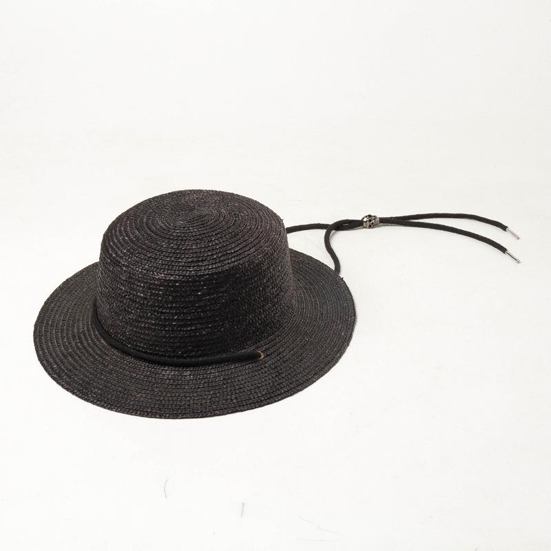 New spring and summer black straw flat top hat with tie rope for women M 56-58cm
New spring and summer black straw flat top hat with tie rope for women M 56-58cm