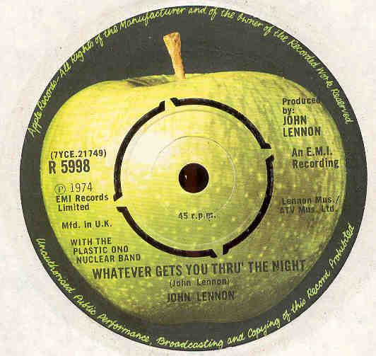 7inch Record JOHN LENNON - Whatever Gets You Thru The Night R5998 Apple Records 1974 UK Rock Used
7inch Record JOHN LENNON - Whatever Gets You Thru The Night R5998 Apple Records 1974 UK Rock Used