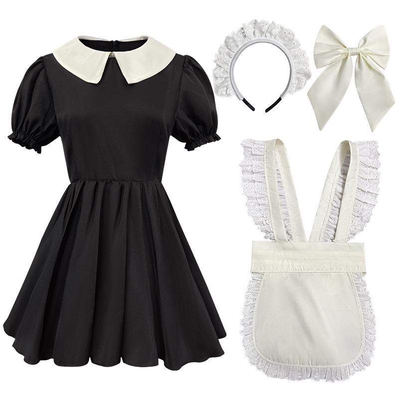 COS Japanese Lolita Maid Outfit: Cute Daily Outerwear with Old-Fashioned Style, Lace Bow Knot, Inverted Pleat Skirt Set. Small
COS Japanese Lolita Maid Outfit: Cute Daily Outerwear with Old-Fashioned Style, Lace Bow Knot, Inverted Pleat Skirt Set. Small