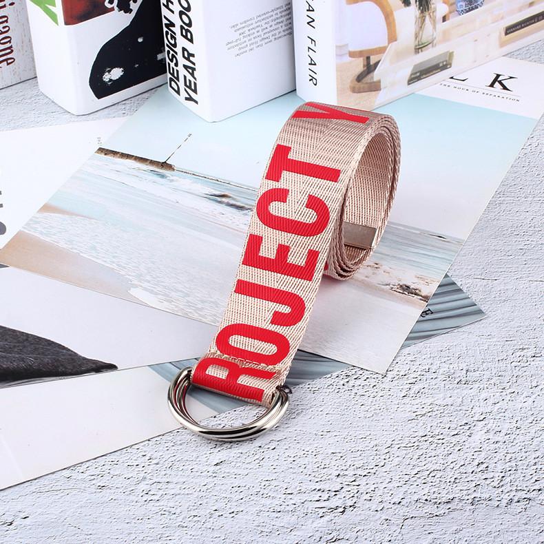 Nylon Woven Fashion Belt With Double Ring Buckle Printed Alphabet Looks Casual
Nylon Woven Fashion Belt With Double Ring Buckle Printed Alphabet Looks Casual