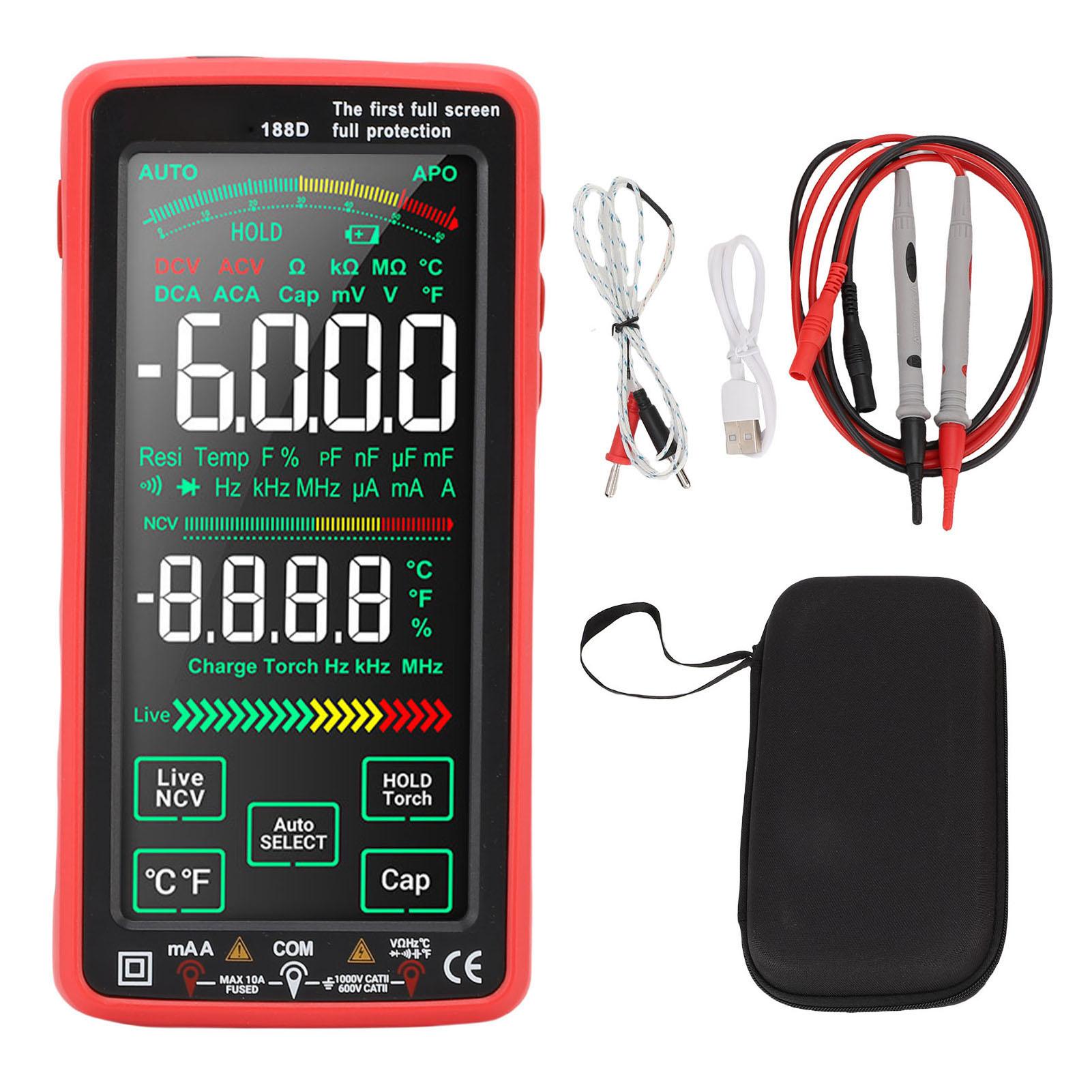 Full Screen Multimeter Electric Tester Voltage Current Resistive Value Capacitance Continuity Temp
Full Screen Multimeter Electric Tester Voltage Current Resistive Value Capacitance Continuity Temp