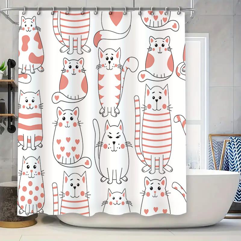 Cat Print Shower Curtain Striped Pink Hearts Pattern Waterproof Fabric Waterproof Bath Rugs Decor For Home Decoration W60H190(CM)-1 Pcs
Cat Print Shower Curtain Striped Pink Hearts Pattern Waterproof Fabric Waterproof Bath Rugs Decor For Home Decoration W60H190(CM)-1 Pcs